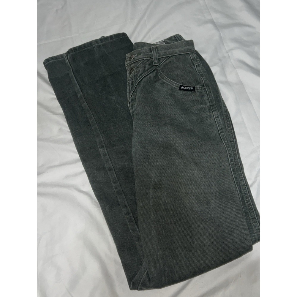 Vintage 90s Rocky Mountain Rockies Jeans Women 28/7 Green Denim Bareback Hi-Rise